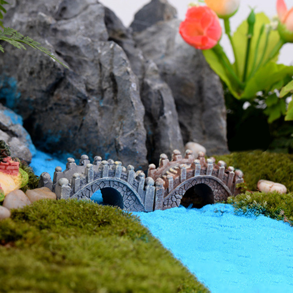 Bonsai Garden World - Bridge Resin Miniature Garden Decor Grey