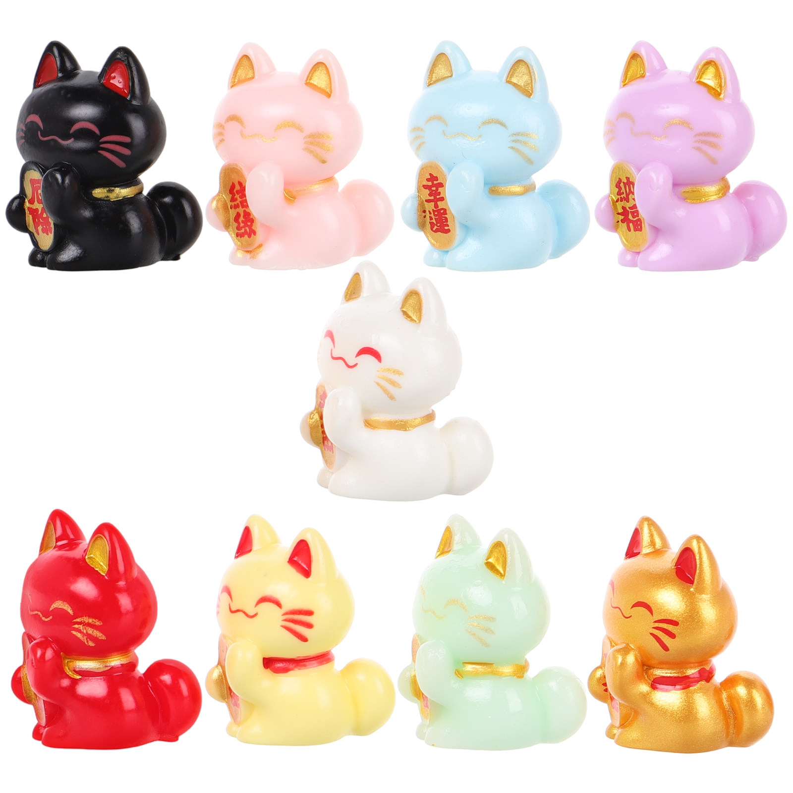 9Pcs Mini Luck Cat Statue Resi - đánh giá và giá Bonsai Garden Shop